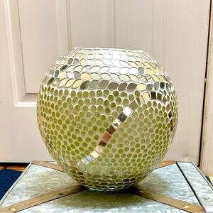 Silver and gold glass mosaic sphere vase